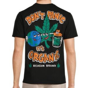 Reason Don't Panic It's Organic Black Crewneck Graphic Unisex Tee